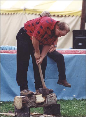 Lumberjack chopping wood